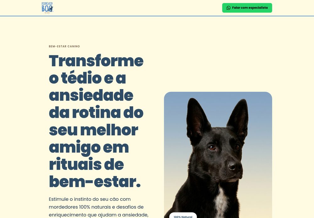 Forever Boo Pet Store landing page — dog wellness product brand